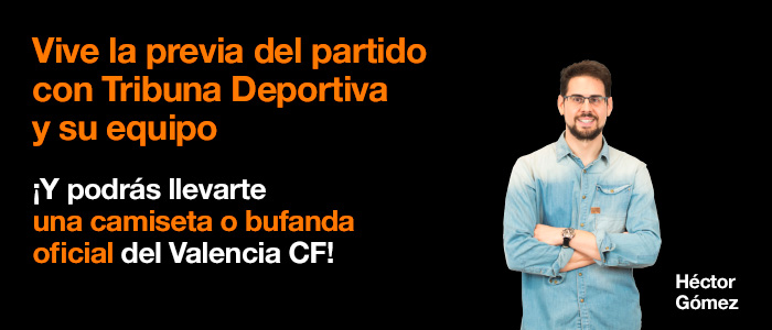 ¡Vive en directo la previa de los partidos del Valencia CF con nosotros! Ven el 12 de septiembre a las 18h a la tienda Orange de C/ Camí Nou, 117 (Benetusser) y vive la retransmisión en directo del programa Tribuna Deportiva con Héctor Gómez donde se hará la previa del partido Atlético Madrid - Valencia CF del día 15 de septiembre.   Además, haz tu pronóstico para el partido y si aciertas el resultado ¡podrás ganar una camiseta oficial o una bufanda oficial del Valencia CF!